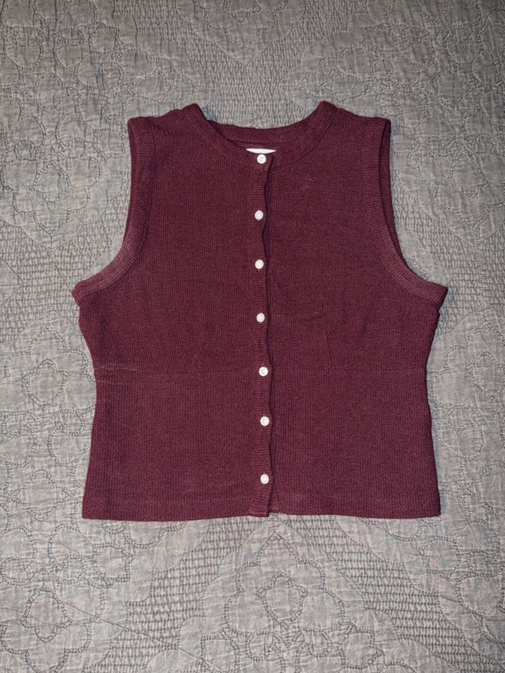 Madewell dark burgundy Split-Crewneck Cardigan Tank Size S
